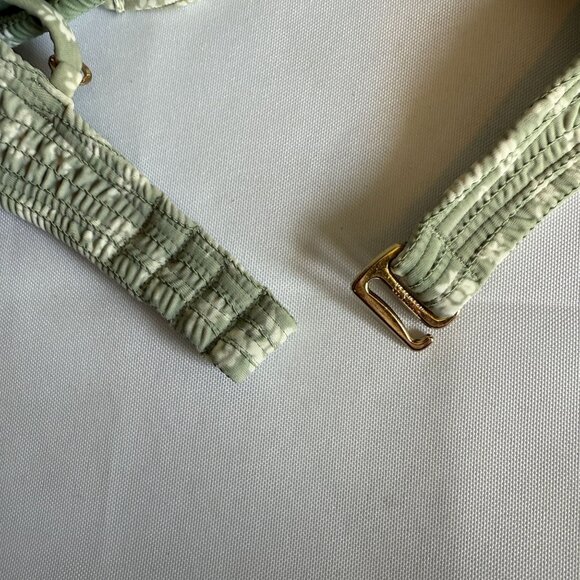 Hollister 2pc Swimsut Bikini Green Women Medium Triangle Silhouette Smocked - Picture 10 of 14